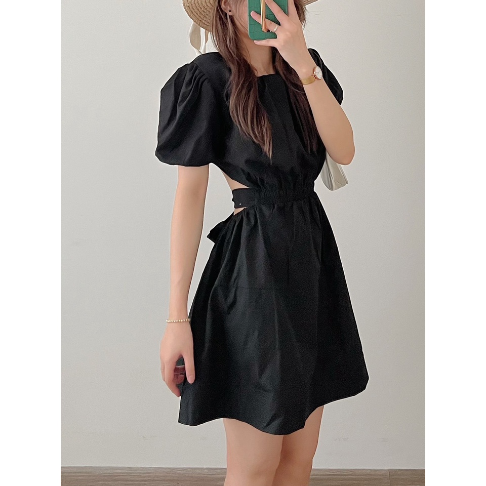 Váy cut out lưng nhiều màu cổ tròn
