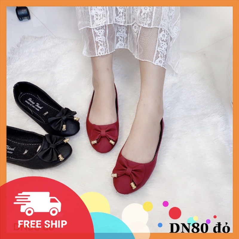 [FreeShip-Xả Kho]  Giày Búp Bê Bệp Nữ Dính Nơ Xinh Xắn Mã DN80