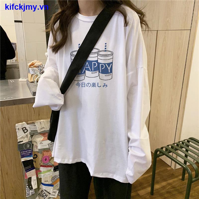Áo thun tay dài dáng rộng phong cách Hàn Quốc thời trang mùa xuân mới 2021 cho nữ | BigBuy360 - bigbuy360.vn