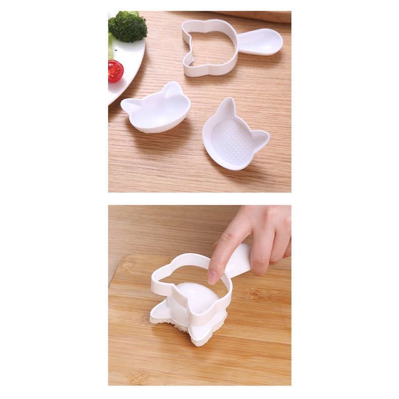Khuôn làm cơm Bento Nhật chất liệu nhựa cao cấp, tạo hình gấu mèo ngộ nghĩnh cho bé ăn dặm-BaByC
