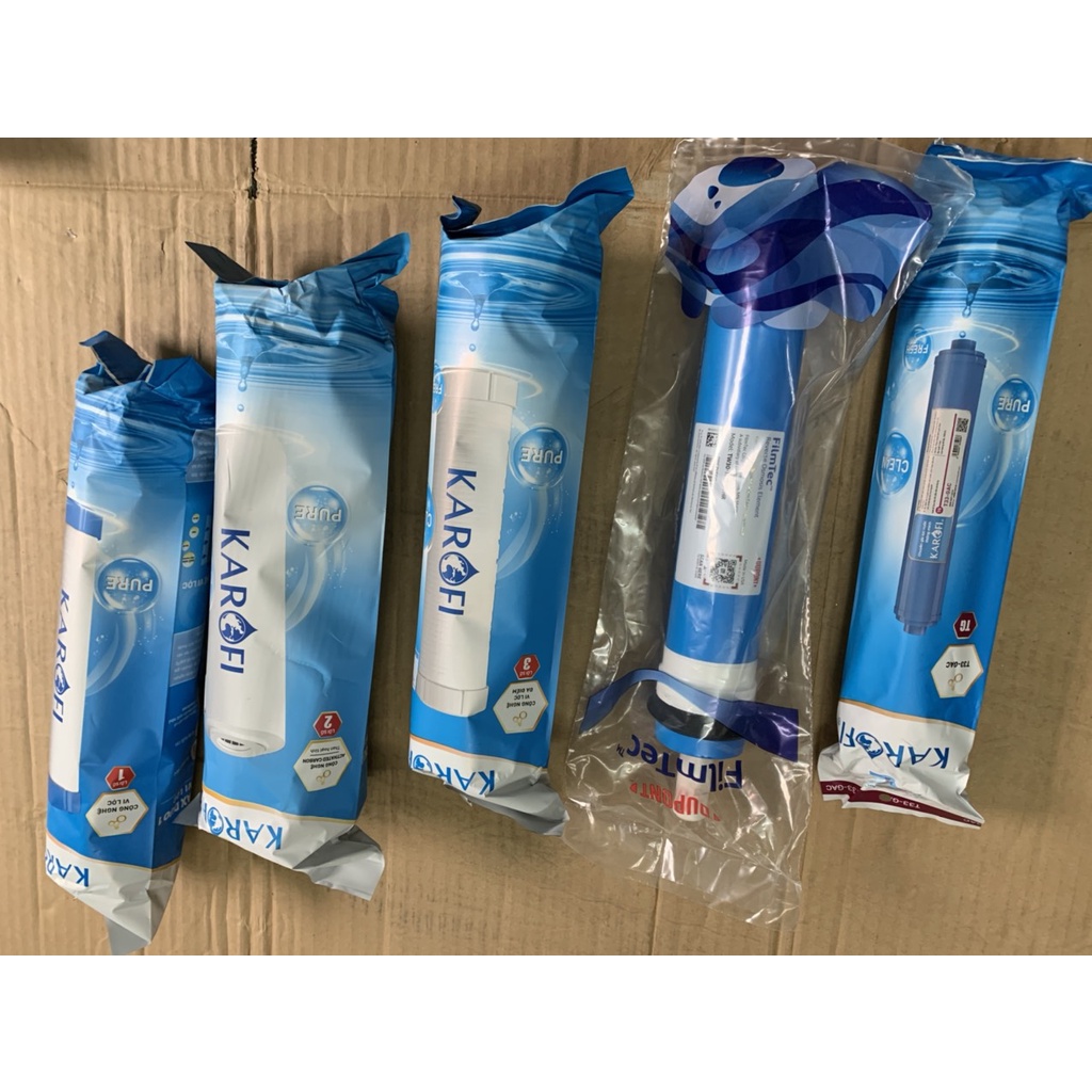 Bộ có 5 Lõi lọc:  Số 1,2,3,4,5 Karofi 👉 Bộ 5 Lõi Karofi  Chính Hãng 👉 Lõi Lọc Số 5 Gac T33/ Lõi SỐ 4 Filmtec