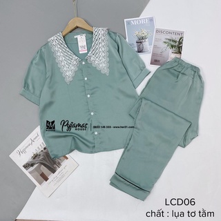 Đồ Bộ Lụa Satin Mặc Nhà Quần Dài Tay Ngắn