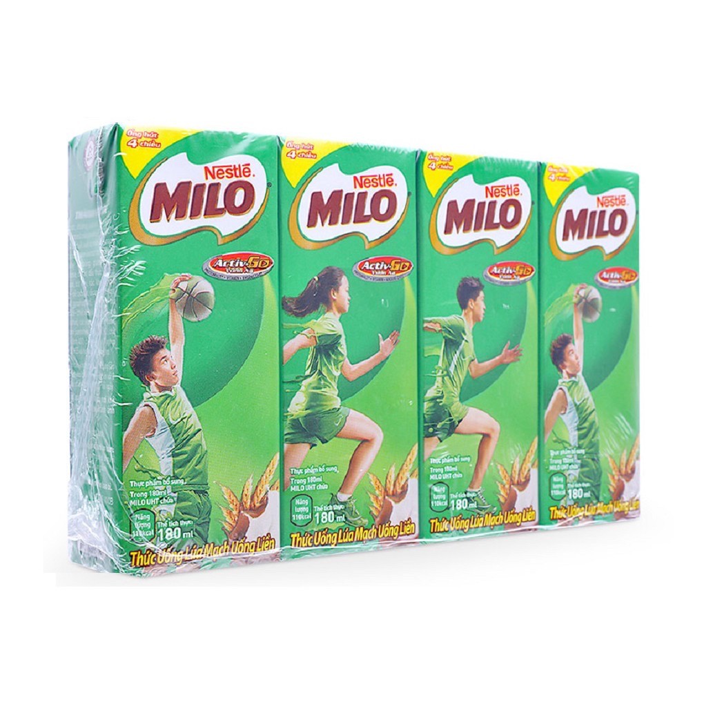 Lốc 4 hộp thức uống lúa mạch Milo Active Go 180ml “ Giá bán đã trừ khuyến mãi”