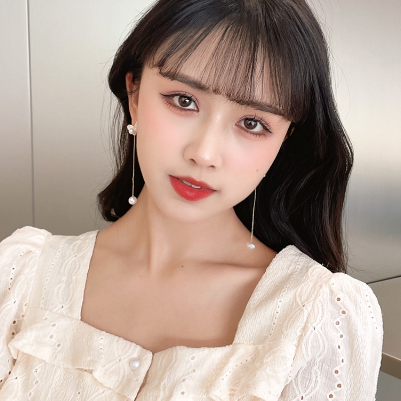 Khuyên Tai Dáng Dài Đính Hạt Ngọc Trai Nhân Tạo Phong Cách Hàn Quốc Mới 2022 S925