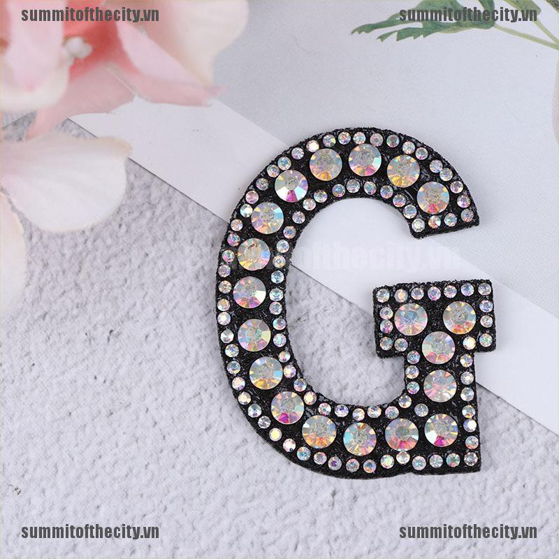 SUN A-Z Letter Rhinestone Patch Iron-on Patches Garment Applique Clothing Stickers VN