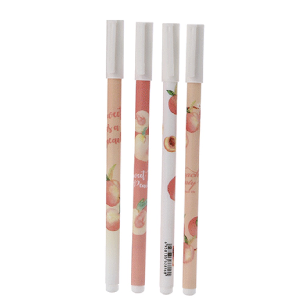 Set 6 Bút Mực Gel Ngòi 0.5mm In Họa Tiết Quả Đào Dễ Thương Cho Học Sinh / Văn Phòng