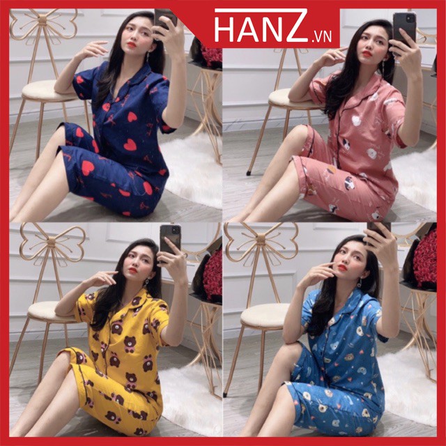 Bộ đồ ngủ nữ pijama lửng bộ mặc nhà chất kate thái thoải mái dễ thương giá rẻ Hanz.vn H3