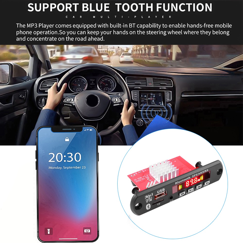 Bảng Mạch Giải Mã Bluetooth 120W Dc 8V-24V 2*60W Dành Cho Máy Nghe Nhạc MP3 Mô Đun USB 0 FM AUX Radio Ghi Âm Cho Bộ Phụ Kiện Xe Hơi