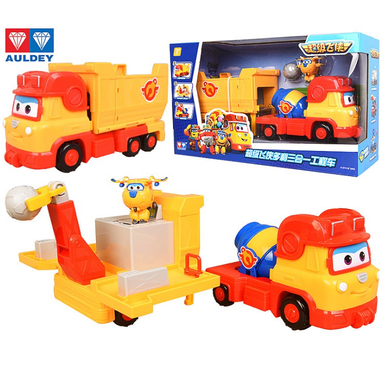 Siêu xe công trình khổng lồ và máy bay donnie thông minh cỡ nhỏ đồ chơi mô hình nhân vật super wings đội bay siêu đẳng