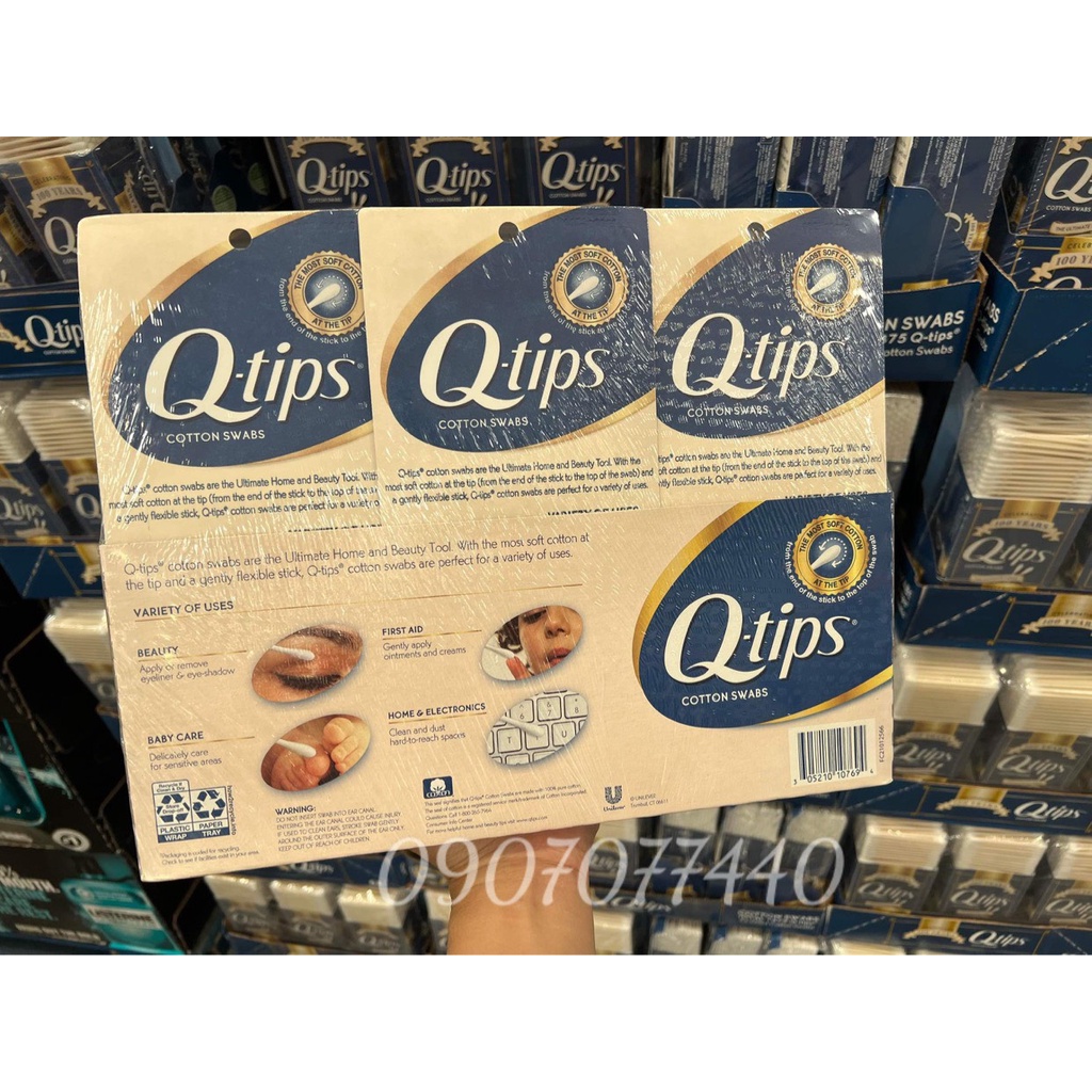 Tăm bông ngoáy tai trang điểm Q-tips có đầu nhỏ và mềm mại hơn so với các loại khác - EDS Hàng Mỹ