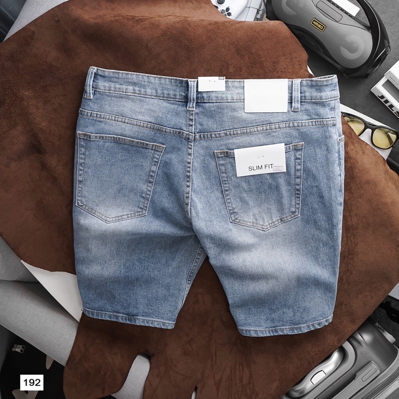 Quần short ngố nam denim chất jean cao cấp co giãn suông nhẹ hàng xuất dư