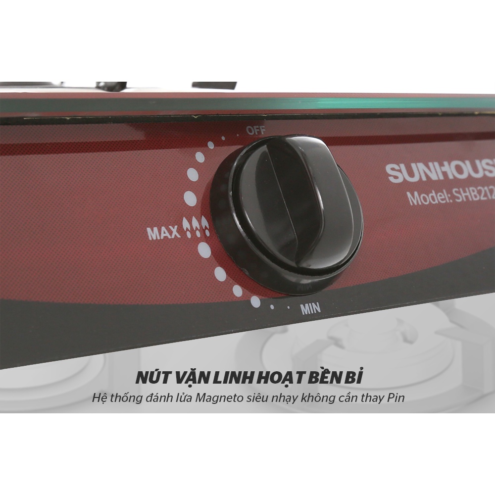 Bếp gas dương đơn kính họng gang Sunhouse SHB212KG