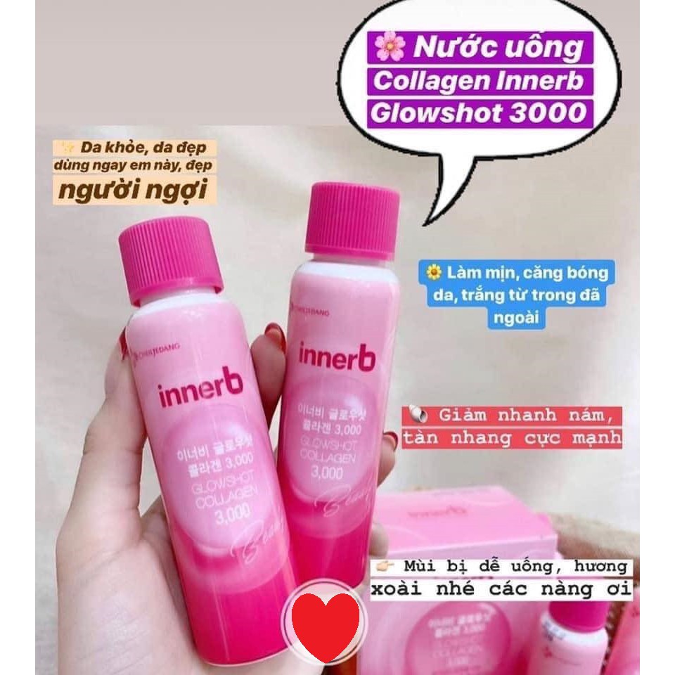 Hộp 6 Chai nước uống Collagen Vitamin C sáng da InnerB Glowshot 50ml x 6 | BigBuy360 - bigbuy360.vn