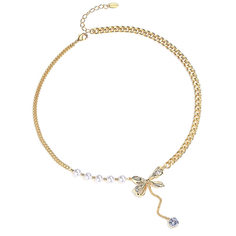 Vòng cổ Sợi Xích Phối Ngọc Trai Sang Trọng Thời Trang Cho Nữ