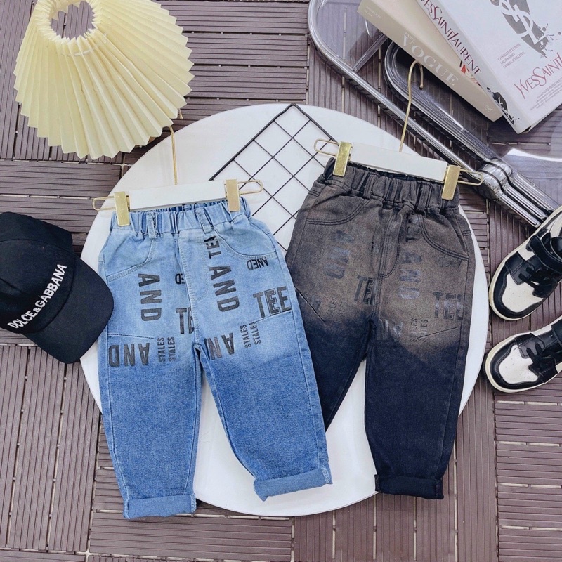 Quần Jean bé trai dài,quần dài chữ cái cho bé phong cách Hàn Quốc