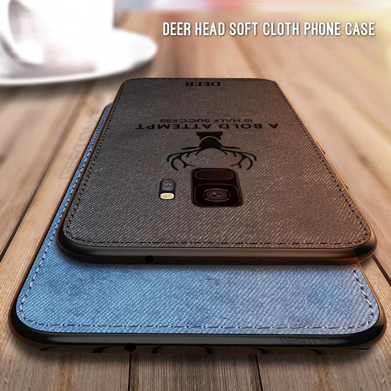 Ốp điện thoại phối vải denim in hình hươu cho Samsung Galaxy Note 20 Ultra S20 A8 A6 J4 J6+ 2018 J5 J7 J3 2017 S10+ S10e