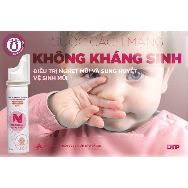 Xịt mũi nước muối ưu trương NEBUSAL SPRAY 1.9%, hộp 1 chai 50ml