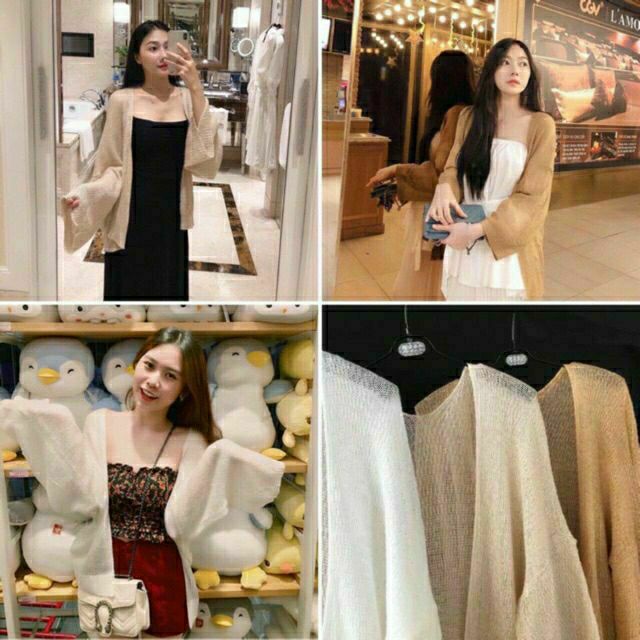 Áo Khoác Len Cardigan Mỏng đi biển mùa hè Phong Cách Hàn Quốc A275