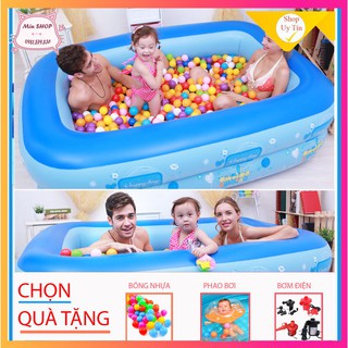 [Miễn phí vận chuyển] ☀️ 🏖 Bể phao bơi, hồ bơi gia đình 1m8x1m4x0,6m có đáy chống trượt (HÀNG LOẠI 1 DÀY BỀN)