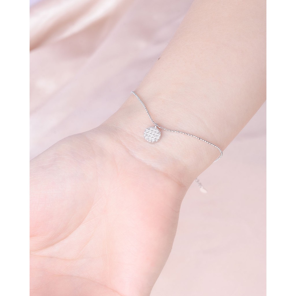 Lắc Tay Nữ Bạc Ý S925 Sợi Bi Tròn Mặt Nạm Đá Cá Tính Tesa V062112- MonLilas Jewelry