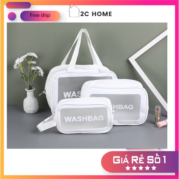 Set 3 túi đựng mỹ phẩm, Đồ trang điểm du lịch chống thấm nước Washbag Hàng đẹp – 2C Home