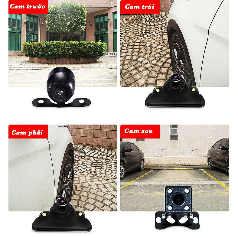 Camera 360 ÔTÔ 4 Mắt Cam, Màn Hình 4.3inch HD siêu nét, đèn LED đi đêm, cam trái, cam phải, cam trước, cam sau, BH 1 năm | BigBuy360 - bigbuy360.vn