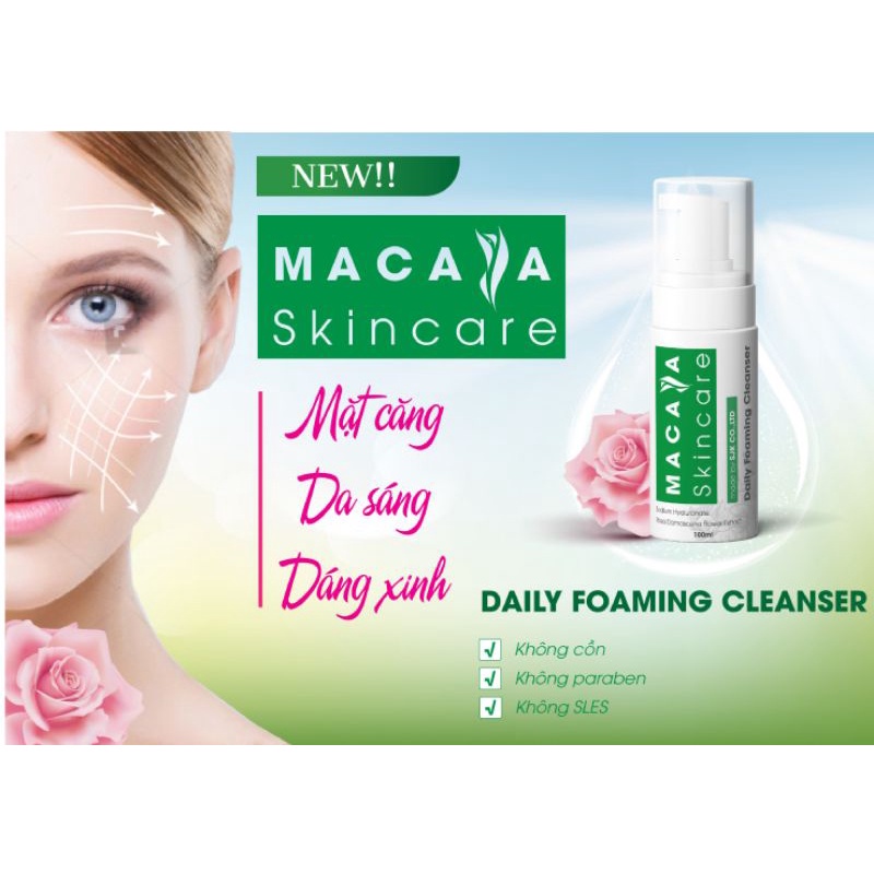 Bọt rửa mặt MACASA Skincare làm sạch tế bào chết ngăn ngừa mụn, dưỡng ẩm,cân bằng Ph da mặt có đầu nắp tạo bọt tiện dụng