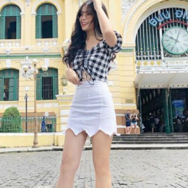 Chân váy kaki răng cưa body gồm 3 size Sml