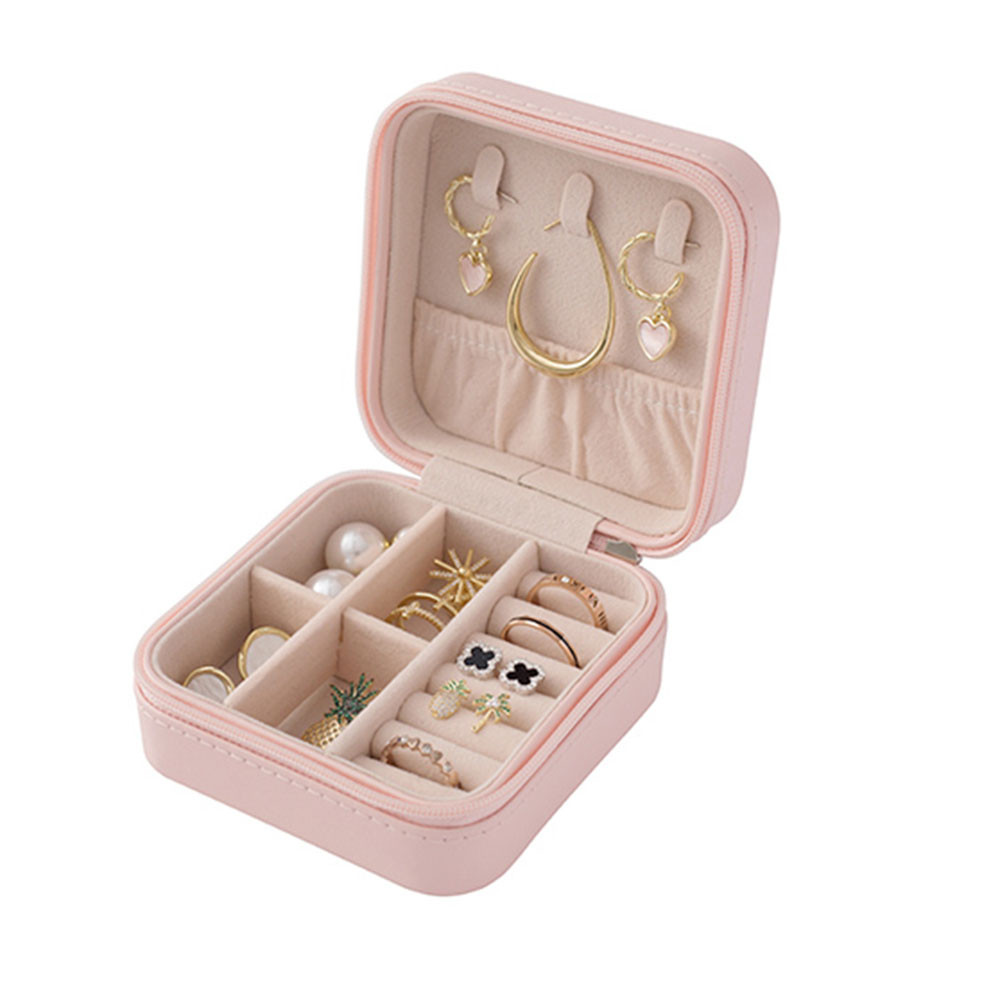 Hộp Đựng Trang Sức Mini Hai Tầng Chất Liệu Da Pu Phong Cách Hàn Quốc