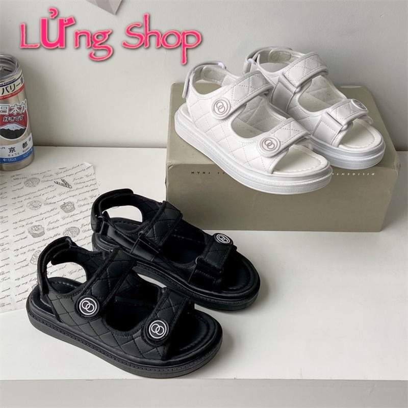 Dép sandal thể thao nữ 2 quai dán trám trầm LỬNG SHOP đế bánh mì siêu nhẹ cao 3cm