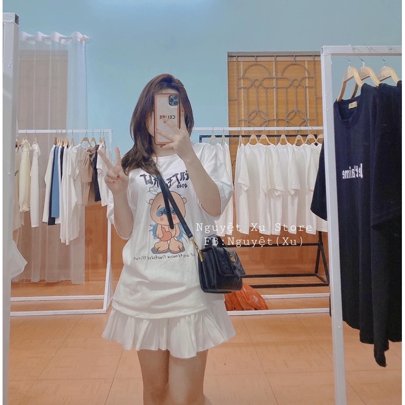 Set gấu ôm tim chữ nhật mix chân váy tennis TTS877