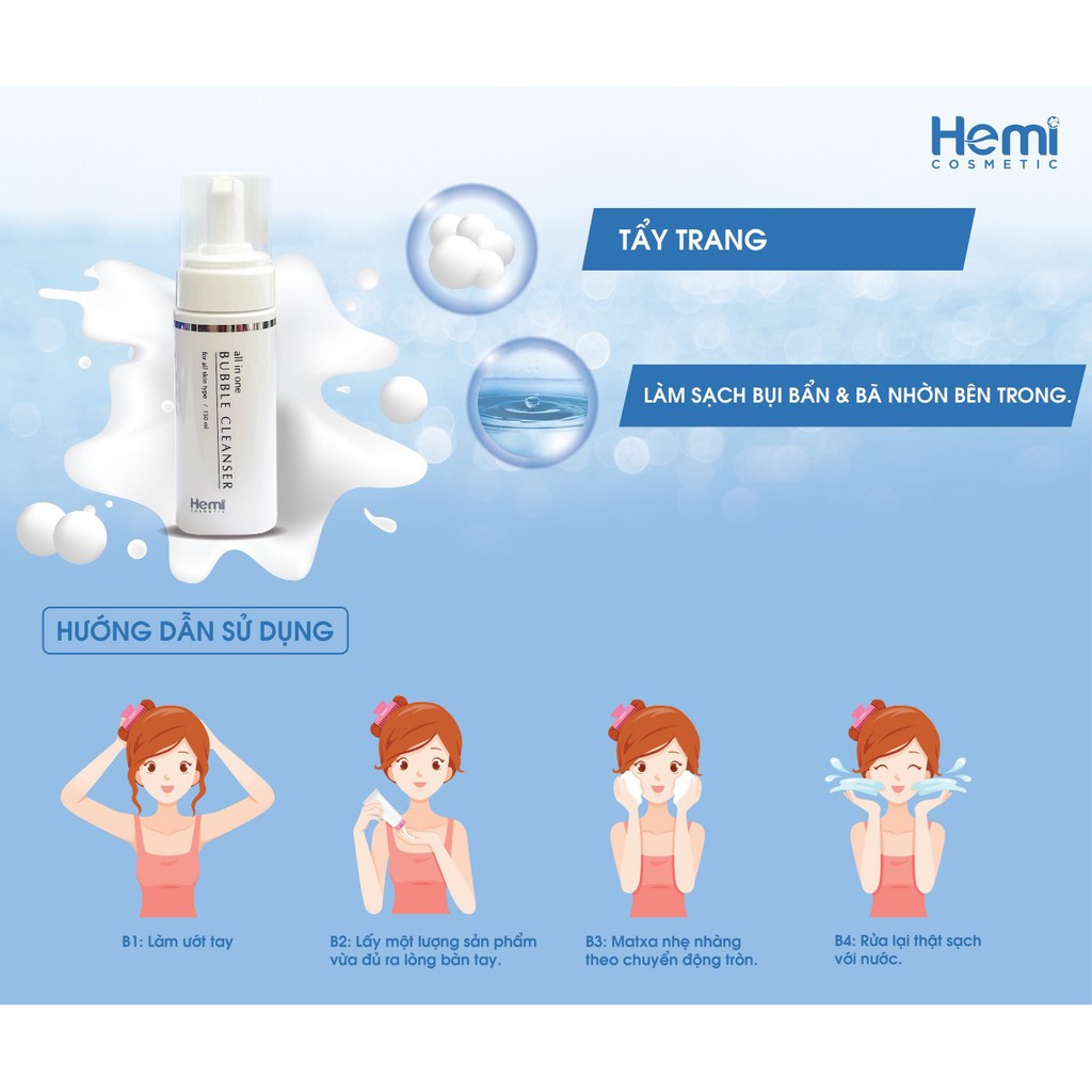 Sữa Rửa Mặt Kiêm Tẩy Trang Hemi BUBBLE Cleanser  Hàn Quốc Chính Hãng | BigBuy360 - bigbuy360.vn