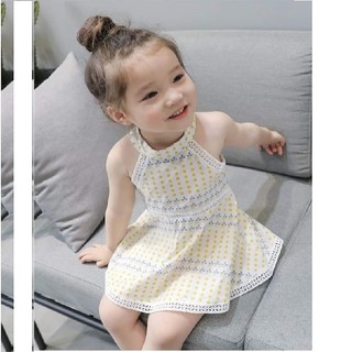 Váy bé gái ba lỗ chấm bi vàng