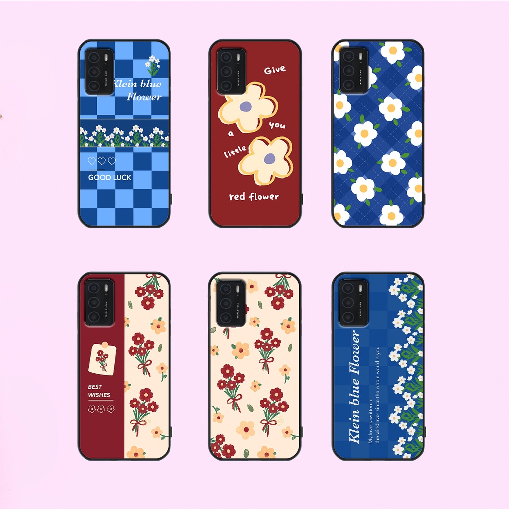 Ốp Oppo A16 in hình hoa cỏ nhẹ nhàng,họa tiết caro xinh xắn.ốp lưng chống sốc