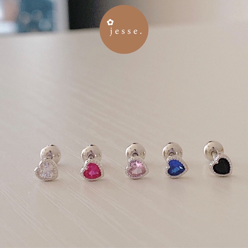 Khuyên tai tim nhiều màu không gỉ T6 jesse store