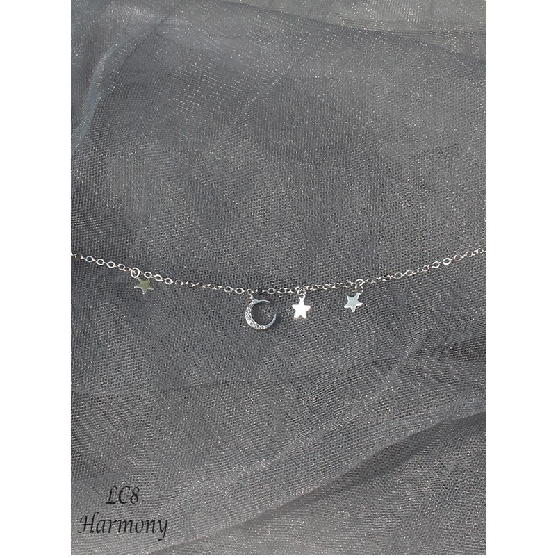 Vòng chân, lắc chân Moon Star đính mặt trăng ngôi sao xinh xắn LC8 | Bạc 925 cao cấp xi kim| TRANG SỨC BẠC HARMONY