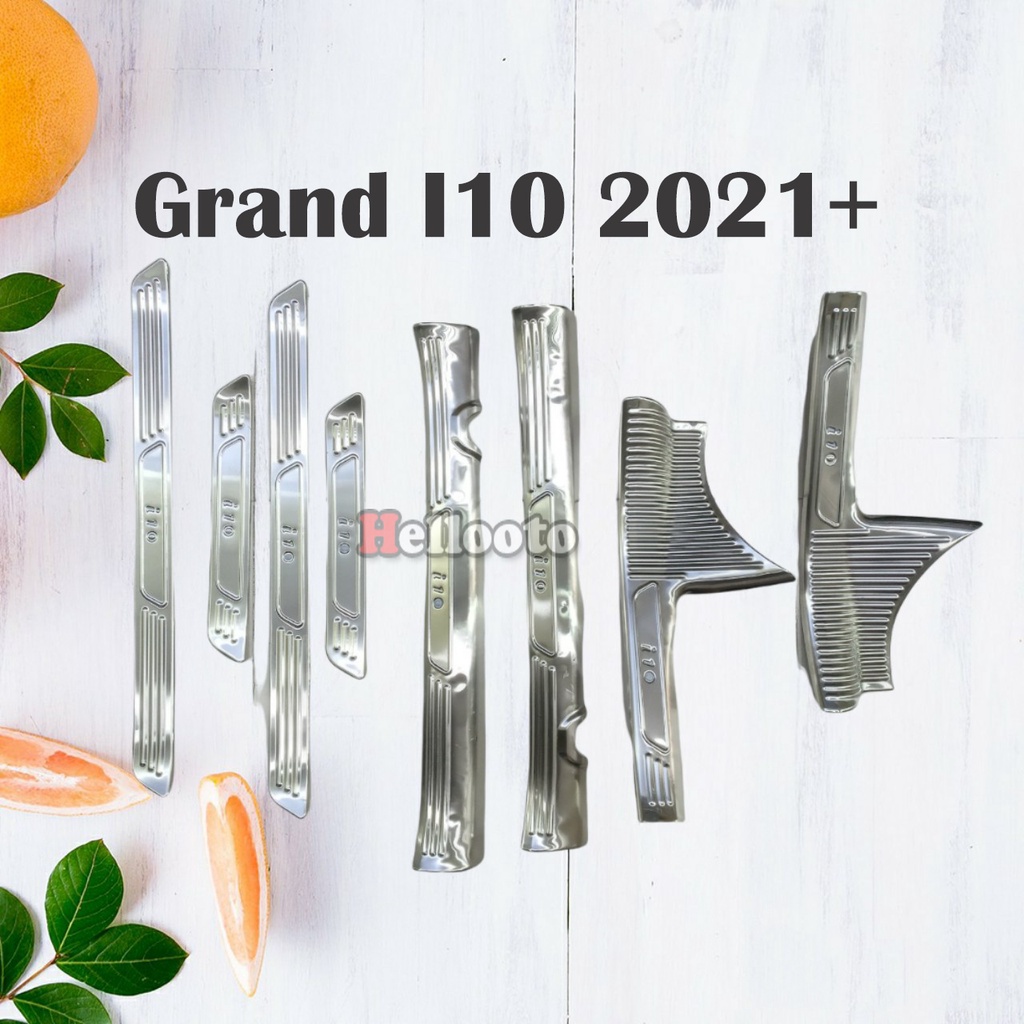 Ốp bậc trong ngoài Grand I10 2021 2022 mẫu Inox