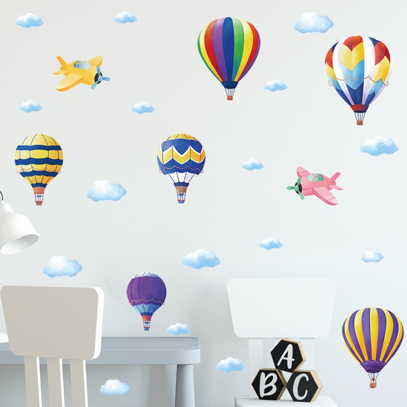 Miếng Dán Tường Họa Tiết Khinh Khí Cầu Hoạt Hình Trang Trí Phòng Ngủ Cho Bé