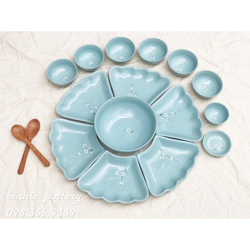 Set bát đĩa Hoa mặt trời nhiều kiểu dáng  - Gốm sứ Bát Tràng