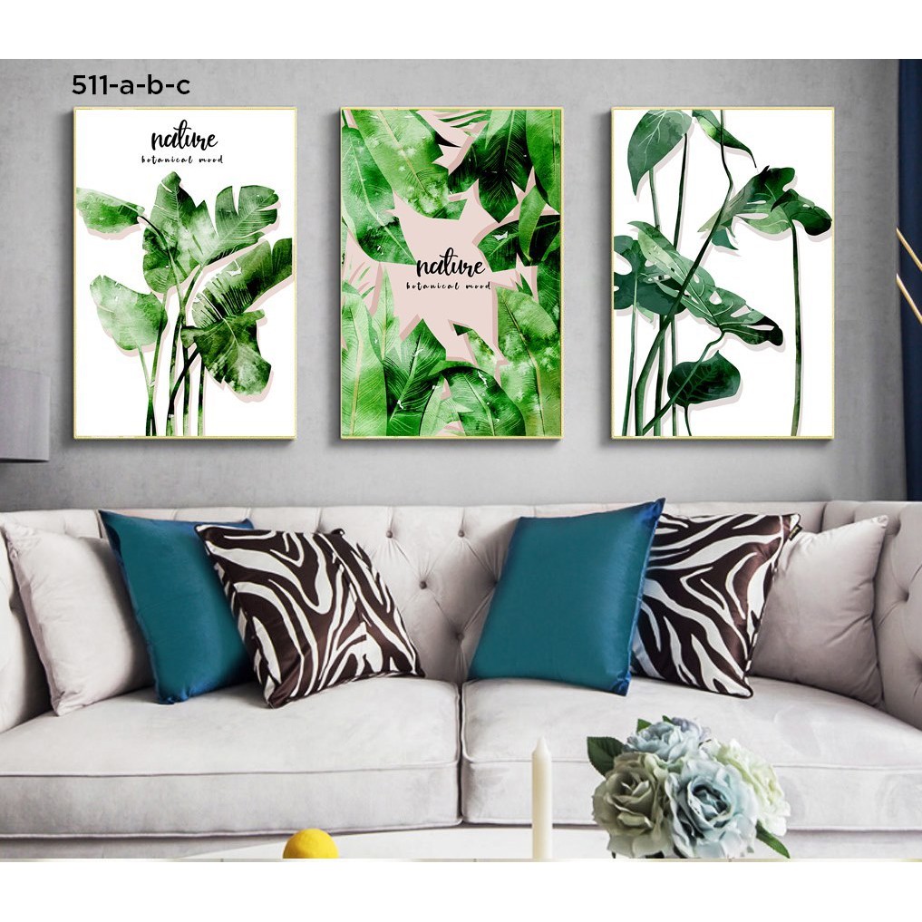 Bộ 3 Tranh Tráng Gương Treo tường Phong Thuỷ Hoa Sen, Liên Hoa Trước Gió