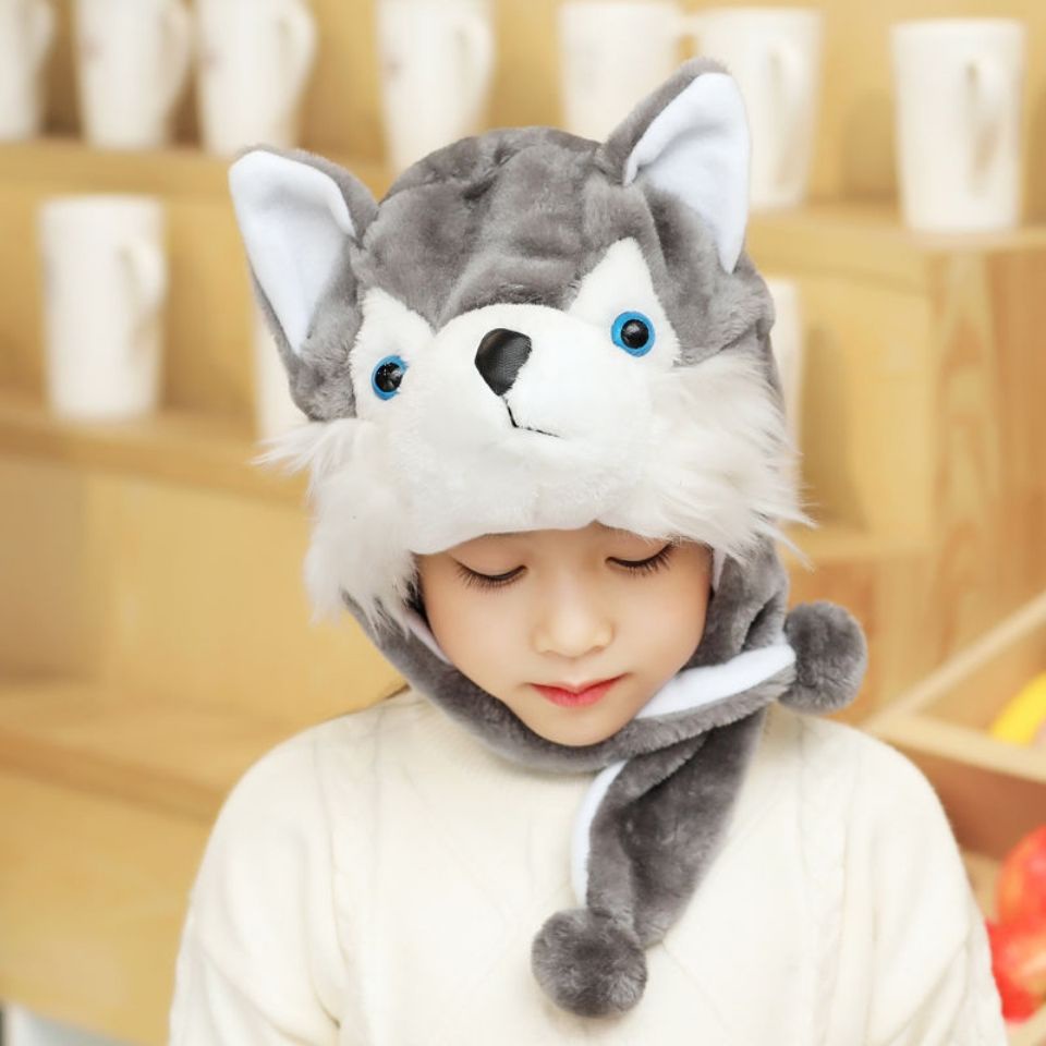 Nón Vành Có Tai Hình Chó Husky Dễ Thương Có Thể Chuyển Động