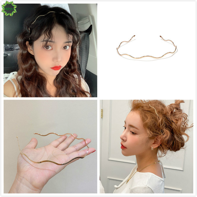 Băng Đô Cài Tóc Bằng Kim Loại Lượn Sóng Phong Cách Hàn Quốc
