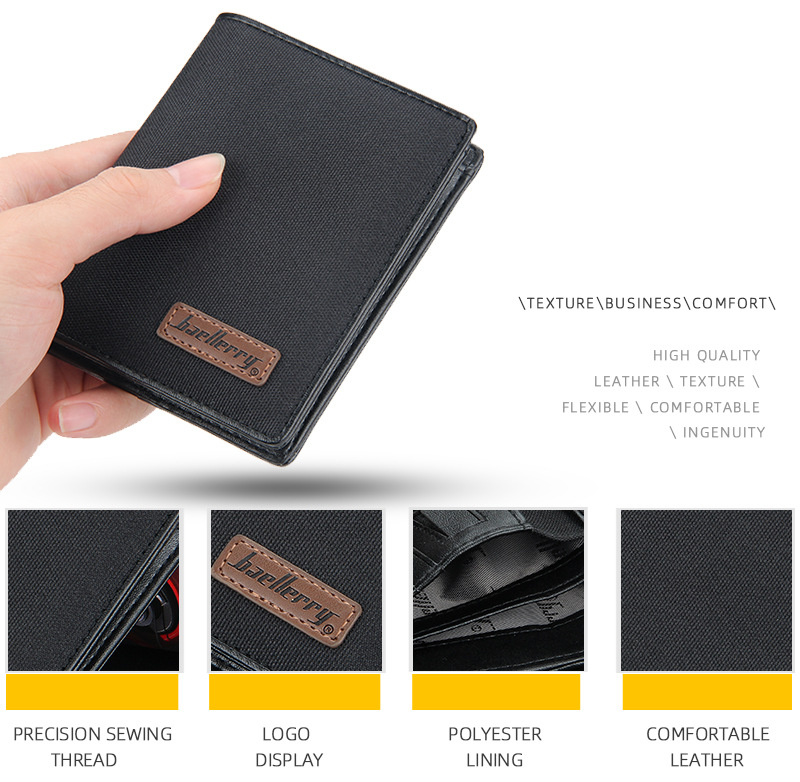 Ví ngắn Baellerry bằng vải canvas gập đôi có ngăn đựng thẻ cho nữ