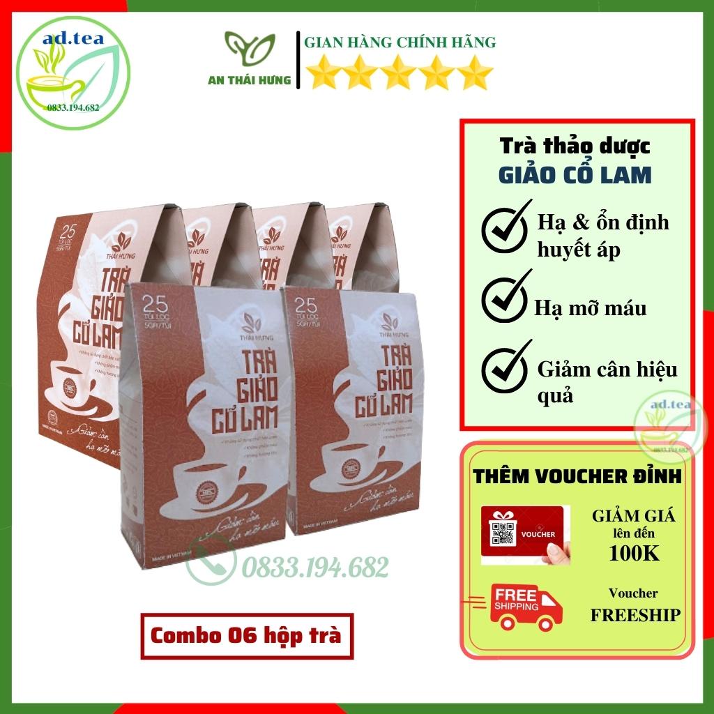 [FreeShip-Combo06 hộp] Trà túi lọc Giảo Cổ Lam Thái Hưng Adtea, thảo dược giảm cân hạ mỡ máu tốt cho tim mạch huyết áp