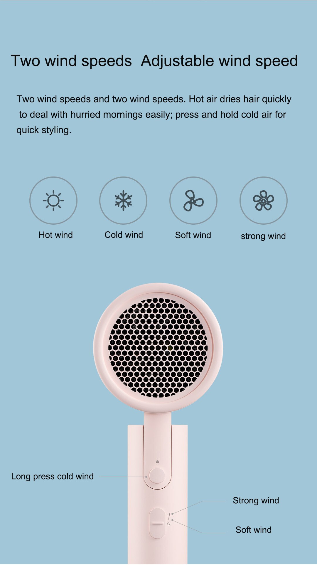 Máy sấy tóc Xiaomi Mijia Negative ion portable hair dryer | BH 6 THÁNG