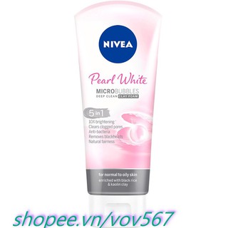 Sữa rửa mặt nữ 100g nivea prarl white làm trắng da đất sét sáng mịn ngọc trai chính hãng.