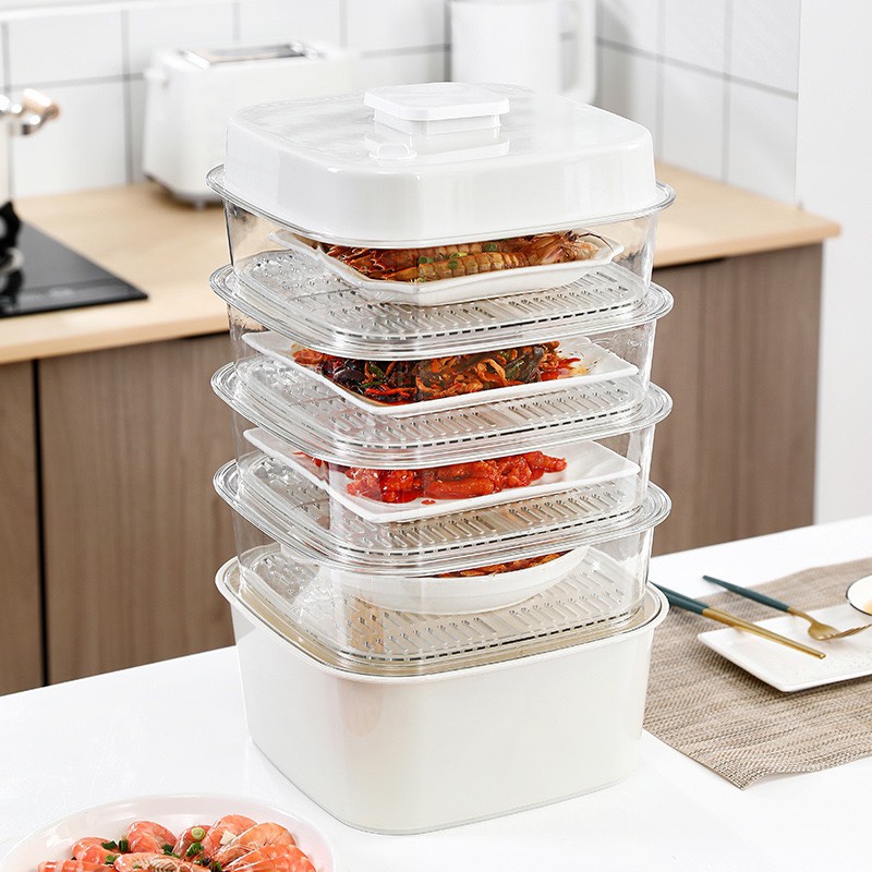 Lồng bàn giữ nhiệt thiết 5 tầng giữ thức ăn tránh bụi bẩn - Lồng bàn đạy thức ăn thiết kế mới