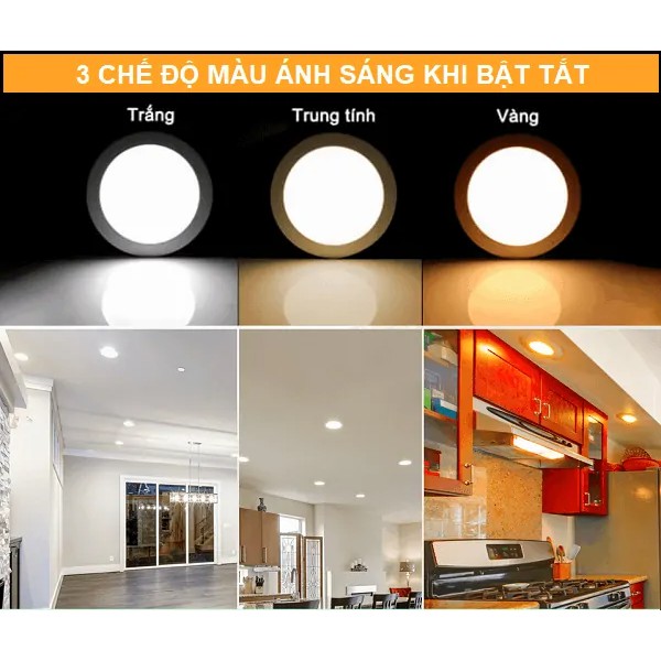 ĐÈN LED ÂM TRẦN SIÊU MỎNG 6W, 9W, 12W 3 CHẾ ĐỘ - ĐÈN LED ÂM TRẦN 3 MÀU - BẢO HÀNH 2 NĂM