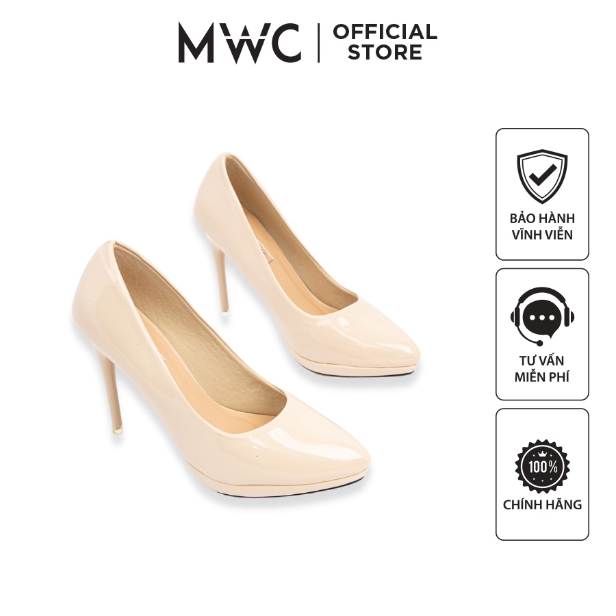 Giày MWC 3757 - Giày Cao Gót Đế Nhọn 9CM Bít Mũi Da Bóng