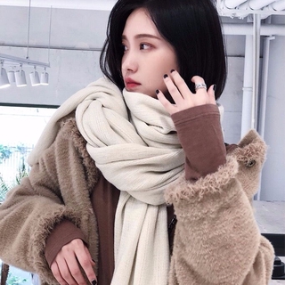Khăn choàng cổ màu trơn giữ ấm phong cách Hàn Quốc cho nữ